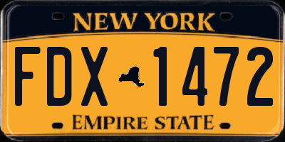 NY license plate FDX1472