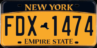 NY license plate FDX1474