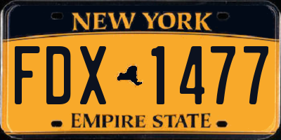 NY license plate FDX1477