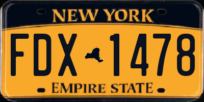 NY license plate FDX1478