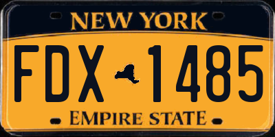NY license plate FDX1485