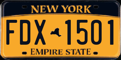 NY license plate FDX1501