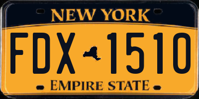 NY license plate FDX1510
