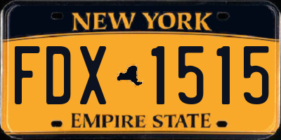 NY license plate FDX1515