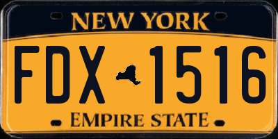 NY license plate FDX1516