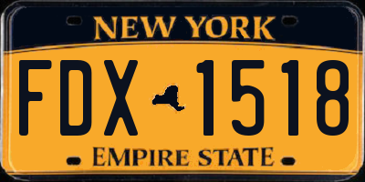NY license plate FDX1518