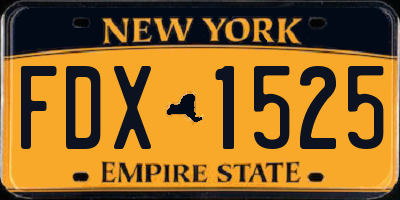 NY license plate FDX1525