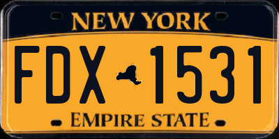 NY license plate FDX1531
