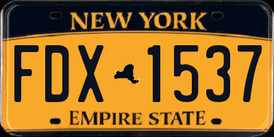 NY license plate FDX1537
