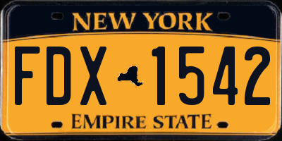 NY license plate FDX1542