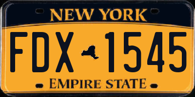 NY license plate FDX1545