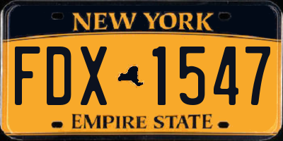 NY license plate FDX1547