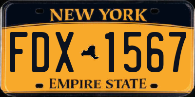 NY license plate FDX1567