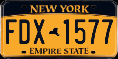 NY license plate FDX1577