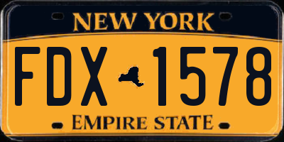 NY license plate FDX1578