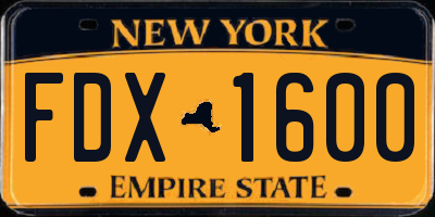 NY license plate FDX1600