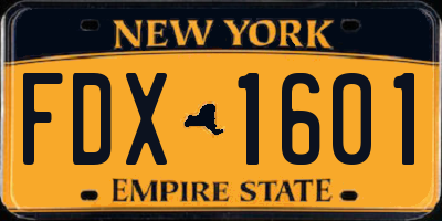 NY license plate FDX1601