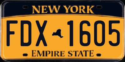 NY license plate FDX1605