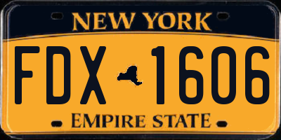 NY license plate FDX1606