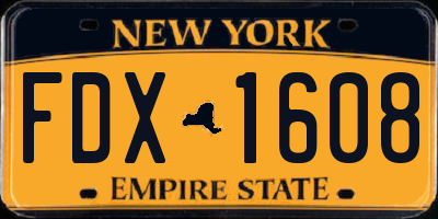 NY license plate FDX1608