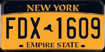 NY license plate FDX1609