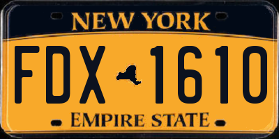 NY license plate FDX1610