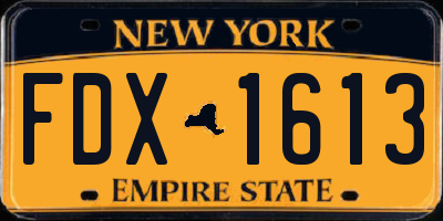 NY license plate FDX1613