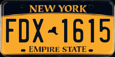 NY license plate FDX1615