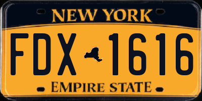 NY license plate FDX1616
