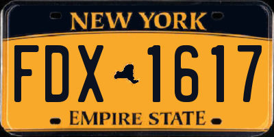NY license plate FDX1617