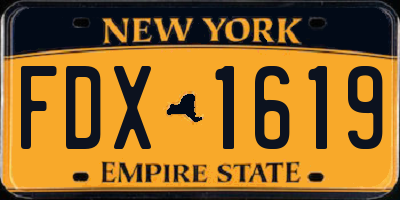 NY license plate FDX1619