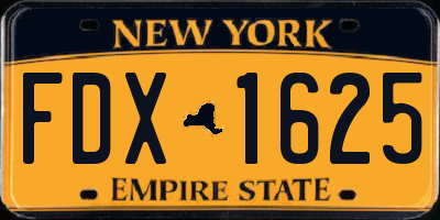NY license plate FDX1625