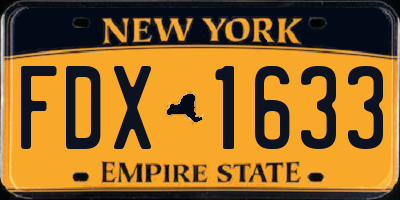 NY license plate FDX1633