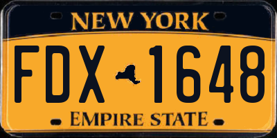 NY license plate FDX1648