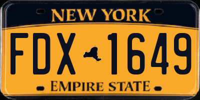 NY license plate FDX1649