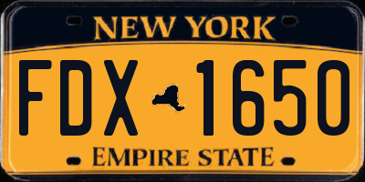 NY license plate FDX1650