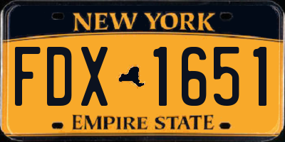 NY license plate FDX1651