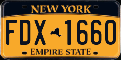 NY license plate FDX1660
