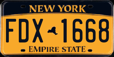 NY license plate FDX1668