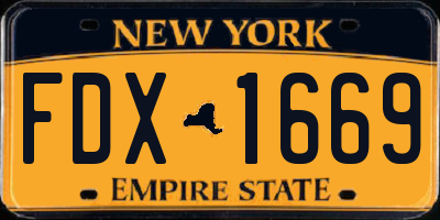 NY license plate FDX1669