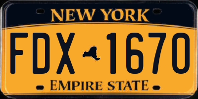 NY license plate FDX1670