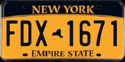 NY license plate FDX1671