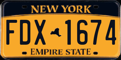NY license plate FDX1674