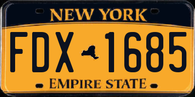 NY license plate FDX1685