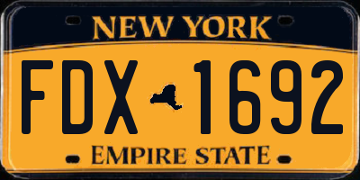 NY license plate FDX1692