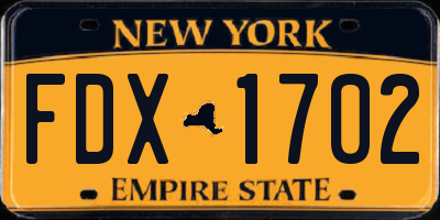 NY license plate FDX1702