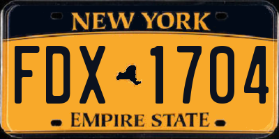 NY license plate FDX1704