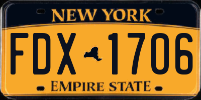 NY license plate FDX1706