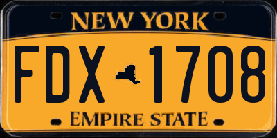 NY license plate FDX1708