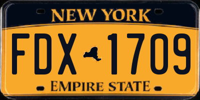 NY license plate FDX1709